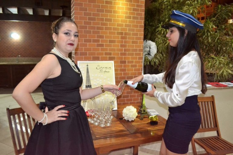 Aniversariante embarcando.