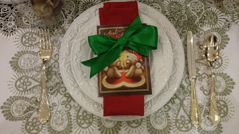 cartão de natal como porta guardanapos