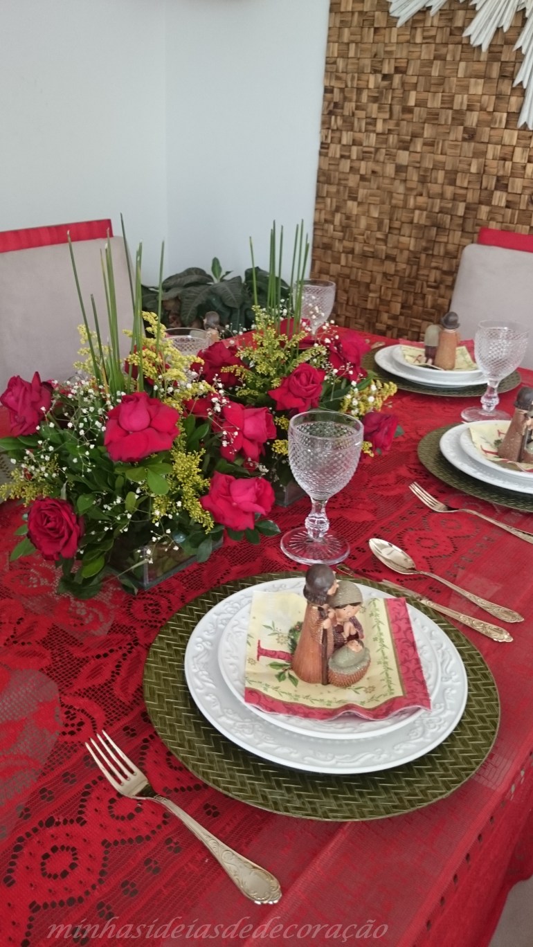 mesa de natal vermelha